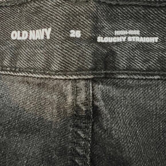 Old Navy Womens Black Denim Shorts Plus Size 26 High Rise Slouchy Straight - Picture 5 of 6